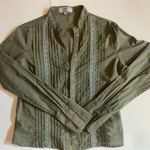 Olive Green Long Sleeves Women Blouse L